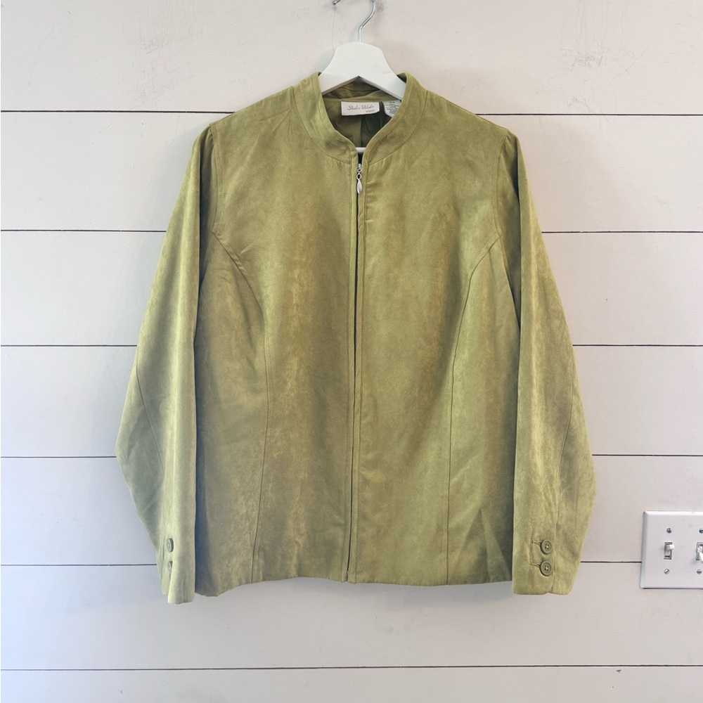 Studio Works Faux Suede Green Full Zip Jacket Size 18W